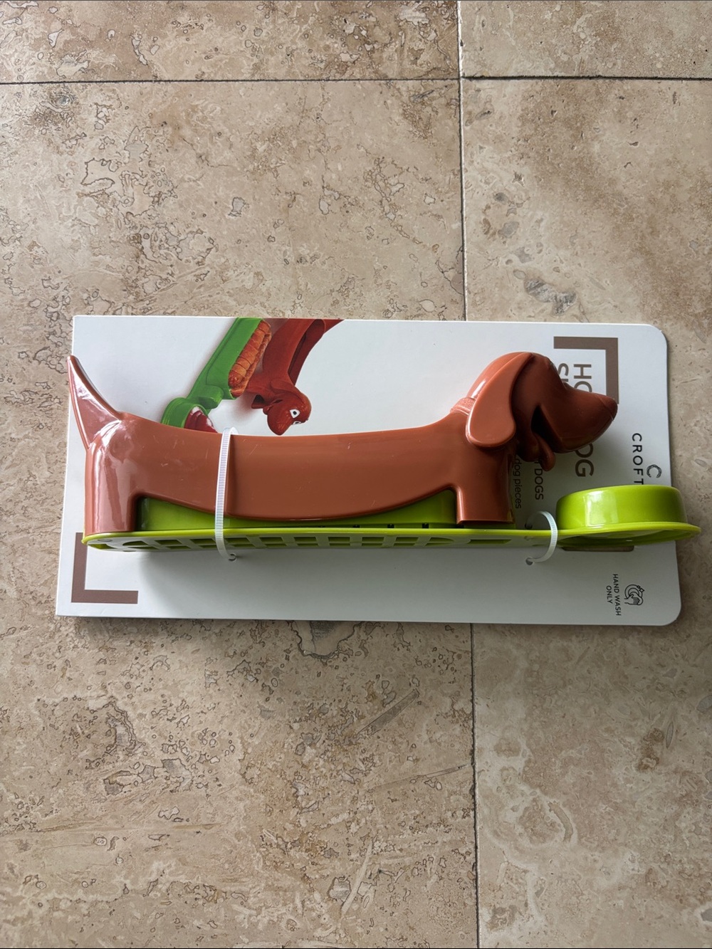 NWT Croton Brown Dachshund Dog-Shaped Hot Dog Slicer